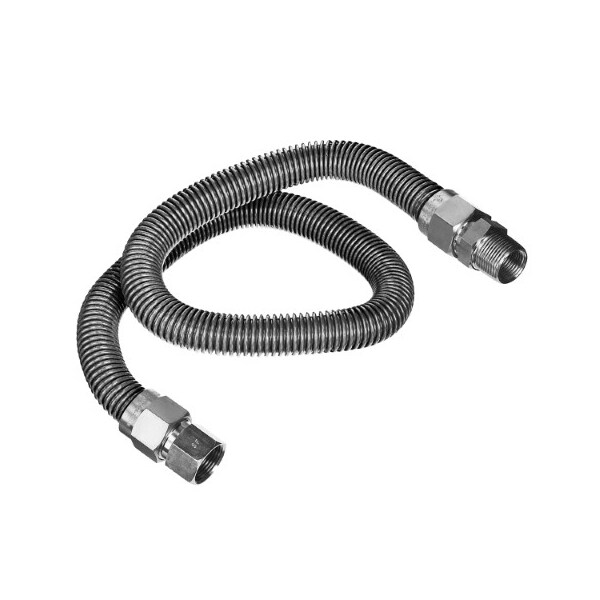 Flextron Gas Line Hose 1/2'' O.D.x48'' Length 3/8" FIPx1/2" MIP Fittings, Stainless Steel Flexible Connector FTGC-SS38-48J - main